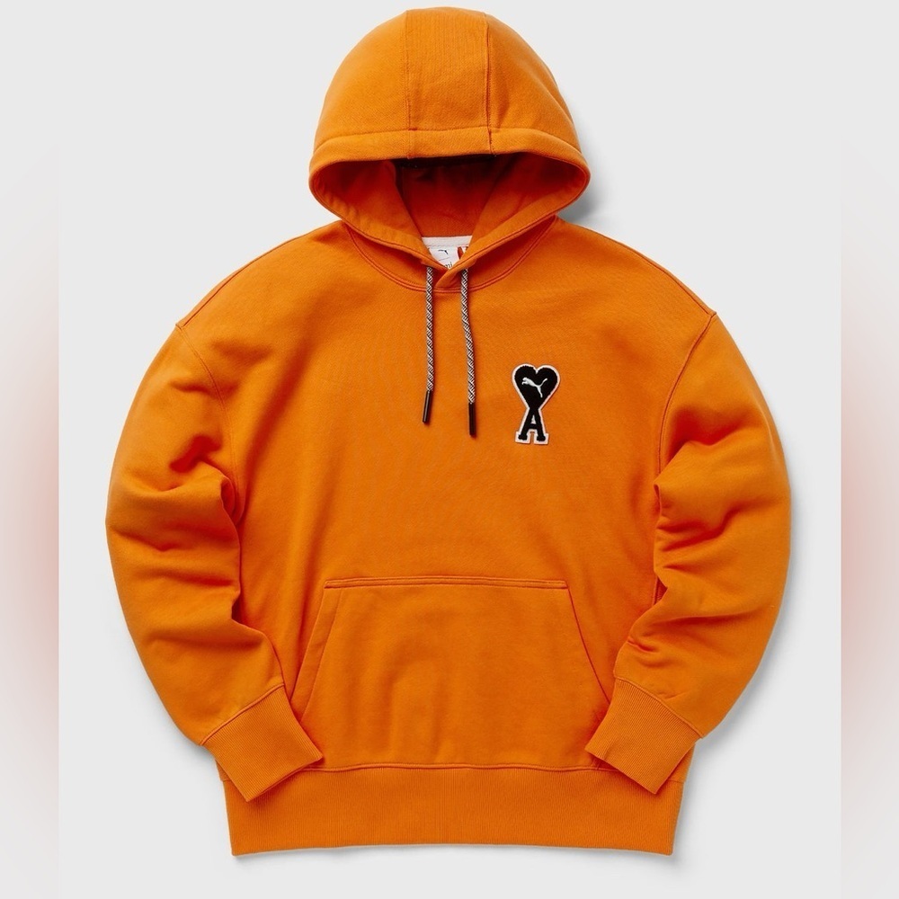 Puma x Ami Logo Pullover Hoodie Orange Unisex Size XXS